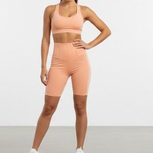 Missguided Corset Waist Cycling Shorts Orange Women's Size 6